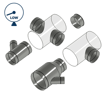 Labor for Low Pressure Round Fittings (Laterals, End Caps, Spin Ins)