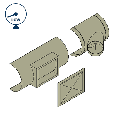 Ductboard 45° Tap, Rectangular End Cap