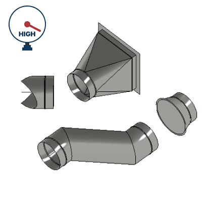 Labor for High Pressure Round Fittings(Taps, Offset, Round to Square)