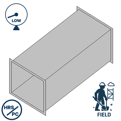Low Pressure Galvanized Straight Duct-Field/Erection(.5" to 2" Water Column)