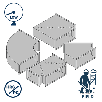 Low Pressure Galvanized Fittings - Field/Erection(.5" to 2" Water Column)