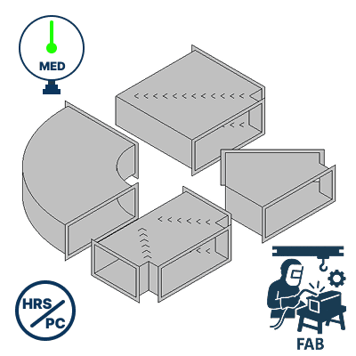 Medium Pressure Galvanized Fittings - Fabrication(3" to 4" Water Column)