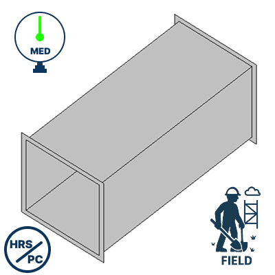 Medium Pressure Galvanized Straight Duct - Field/Erection(3" to 4" Water Column)