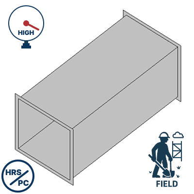 High Pressure Galvanized Straight Duct - Field/Erection(6" to 10" Water Column)