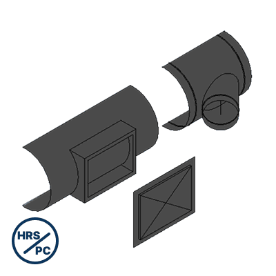 Black Iron Welded 45° Tap, Rectangular on Round,Rectangular End Cap